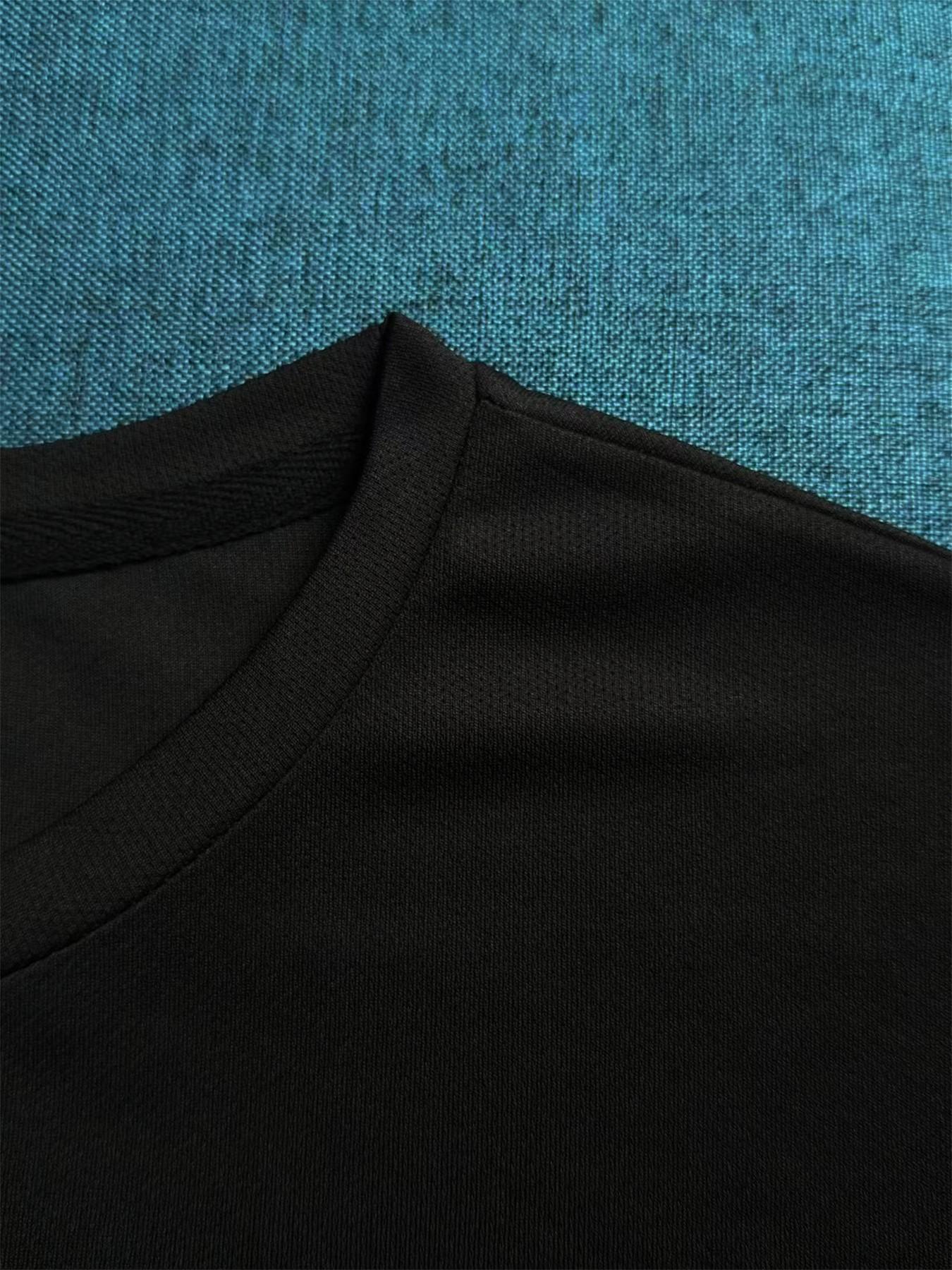 Men's Casual Geometric Print Long Sleeve T-Shirt, Fitted H-Type Summer Streetwear, Quick-Dry Sporty Top, Trendy Fashion Apparel