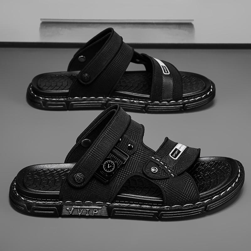 New Summer Men's Fashion Casual Outdoor Slippers, Trendy Stitched Two-In-One Sandals, Comfortable Non-Slip Beach Shoes