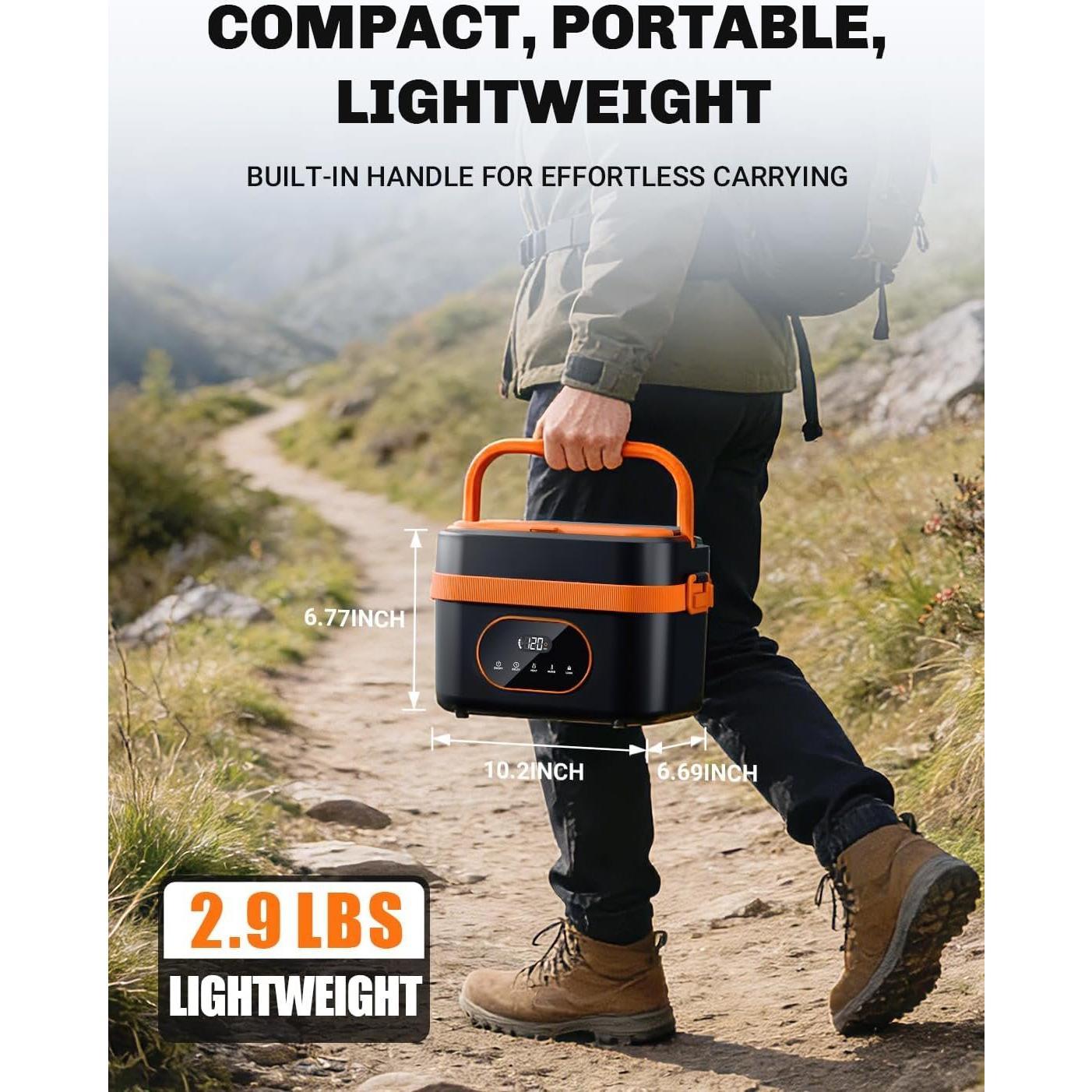 Cordless Electric Lunch Box for Adults, 16000mAh Rechargeable Heated Lunch Box, 1.5L 60W Self-Heating  Warmer for Men, Women, Construction Workers, Drivers, Office Workers