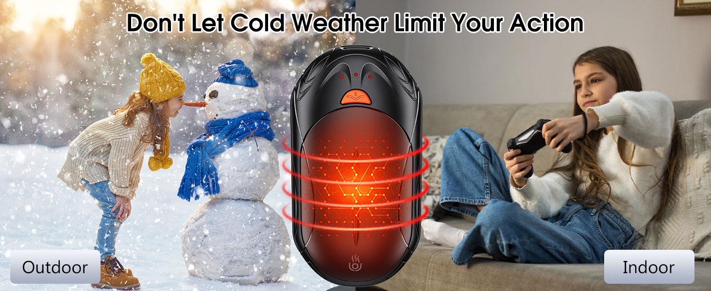 OUTJUT Hand Warmers Rechargeable 2 Pack, 6000mAh Rechargeable Hand Warmer, 20Hrs Long Heating Electric Hand Warmer, Portable Pocket Heater, Gifts for Christmas, Golf, Camping, Hunting