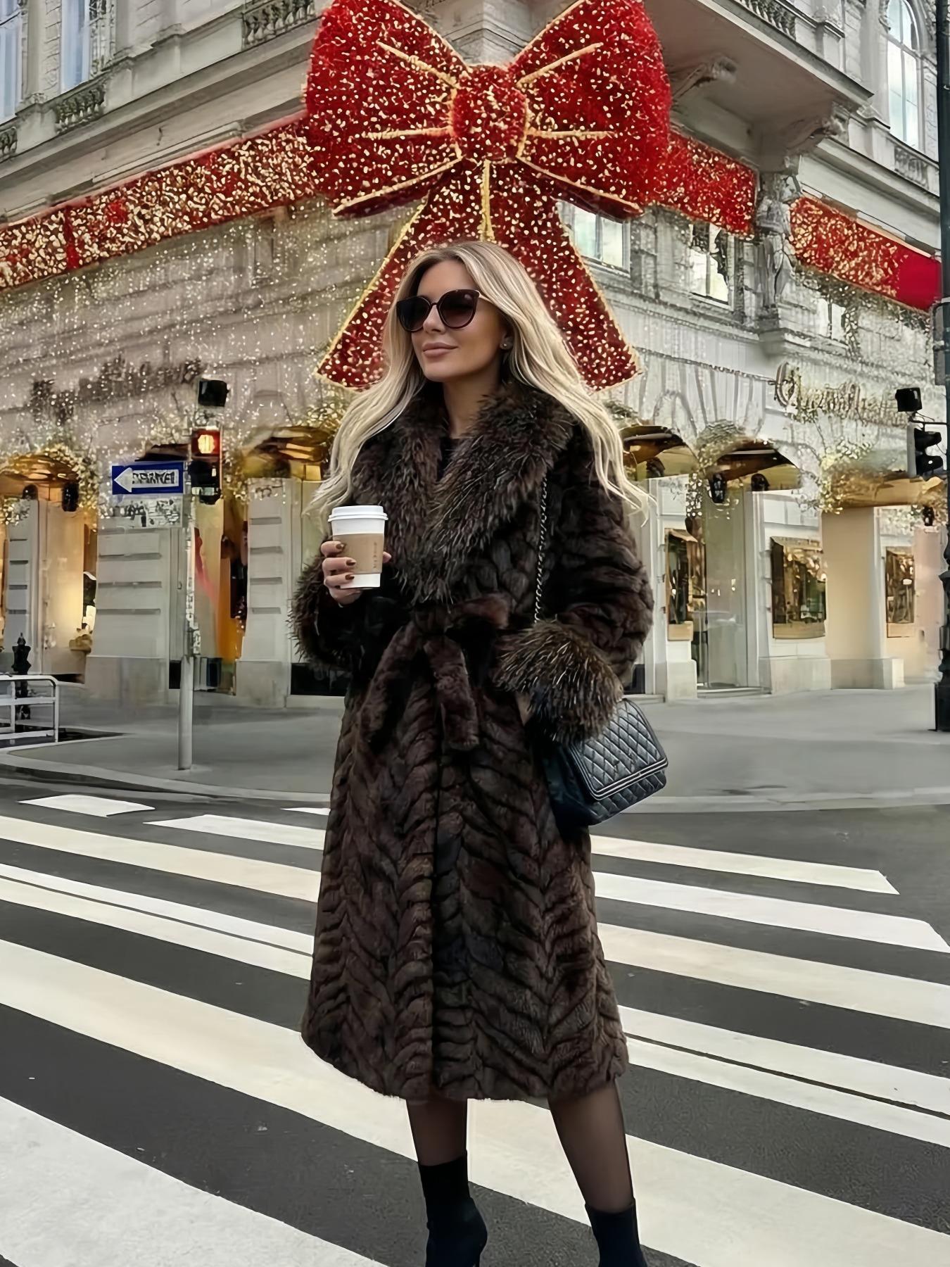 Women's Faux Fur Coat, Long Sleeve Loose Fit Design, Winter Fashionable Outerwear, Warm & Stylish Women's Jacket, Womenswear