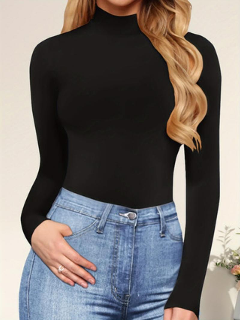 2026Women's Long Sleeve Turtleneck Bodysuit Thermal Compression Jumpsuit Shapewear Base Layer Top