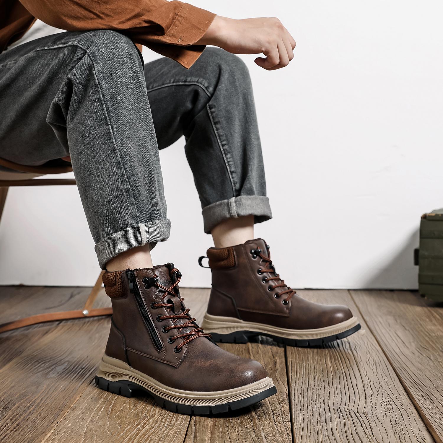 New Safety Boots Men Work Indestructible Shoes Sneakers Steel Toe Protective Boots Anti-smash Anti-puncture Work Sneakers Water resistant Slip Resistant Roofing Shoes wear resistant