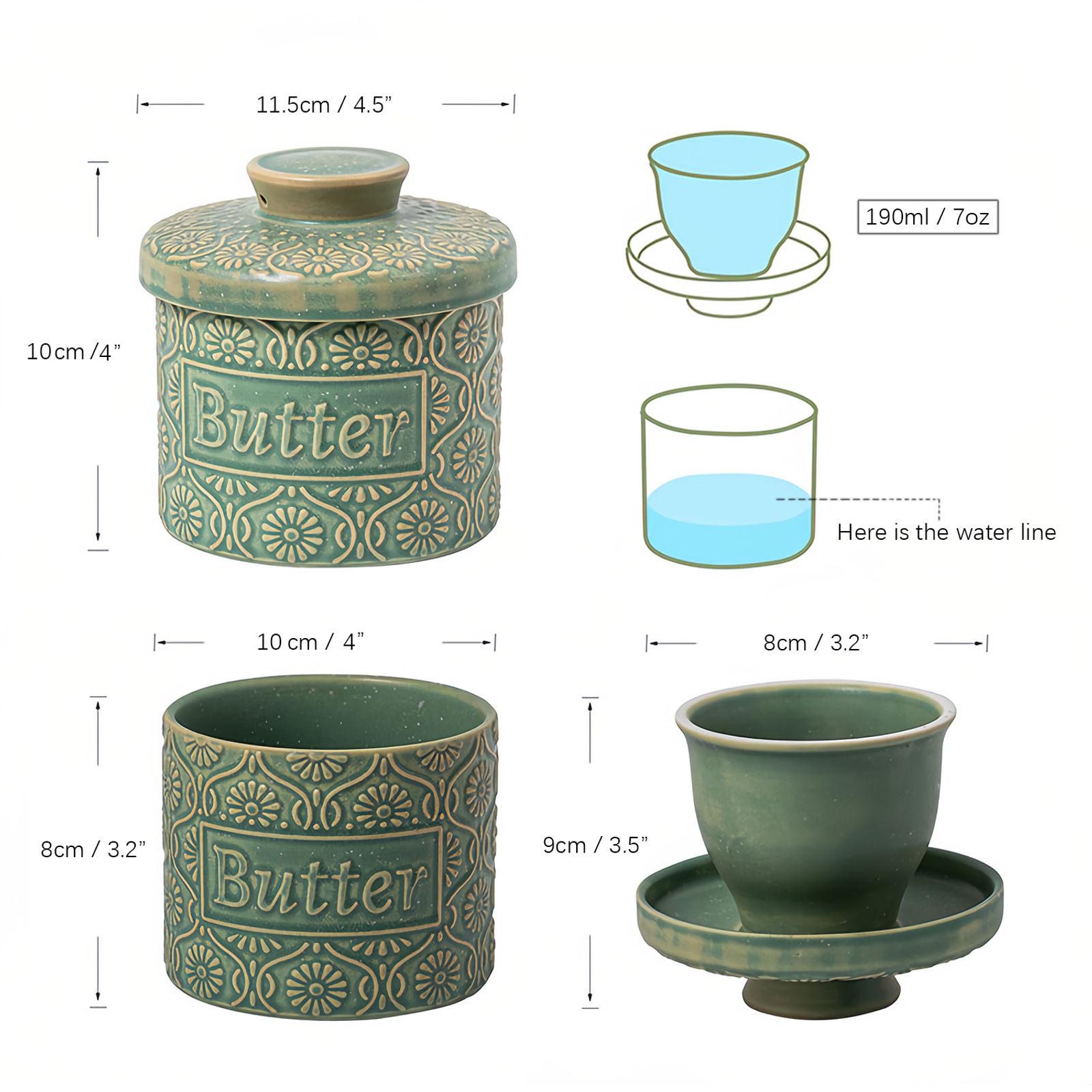 Butter bell with Water Line, French Butter Dish with Lid for Fresh Spreadable Butter bell container  Butter Ceramic storage