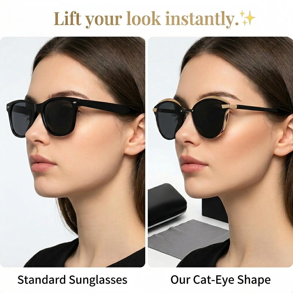 Women’s Polarized Oval Sunglasses, Thin Temple Anti-Glare Full Rim Shades for Driving, Travel, Beach, Summer Outfits & Daily Wear