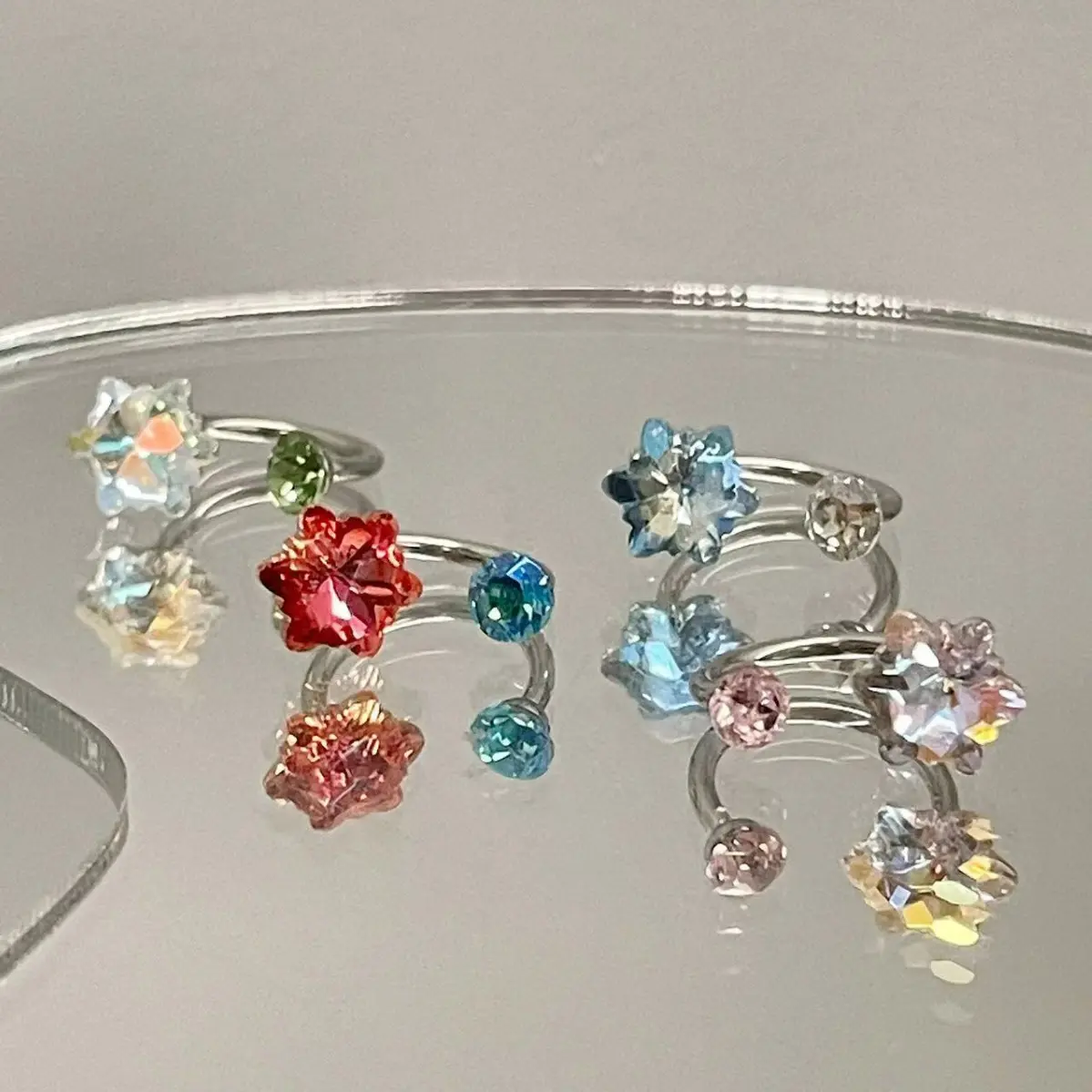 Candy Color Star Hoop Earrings, Y2K Beaded Ear Jewelry