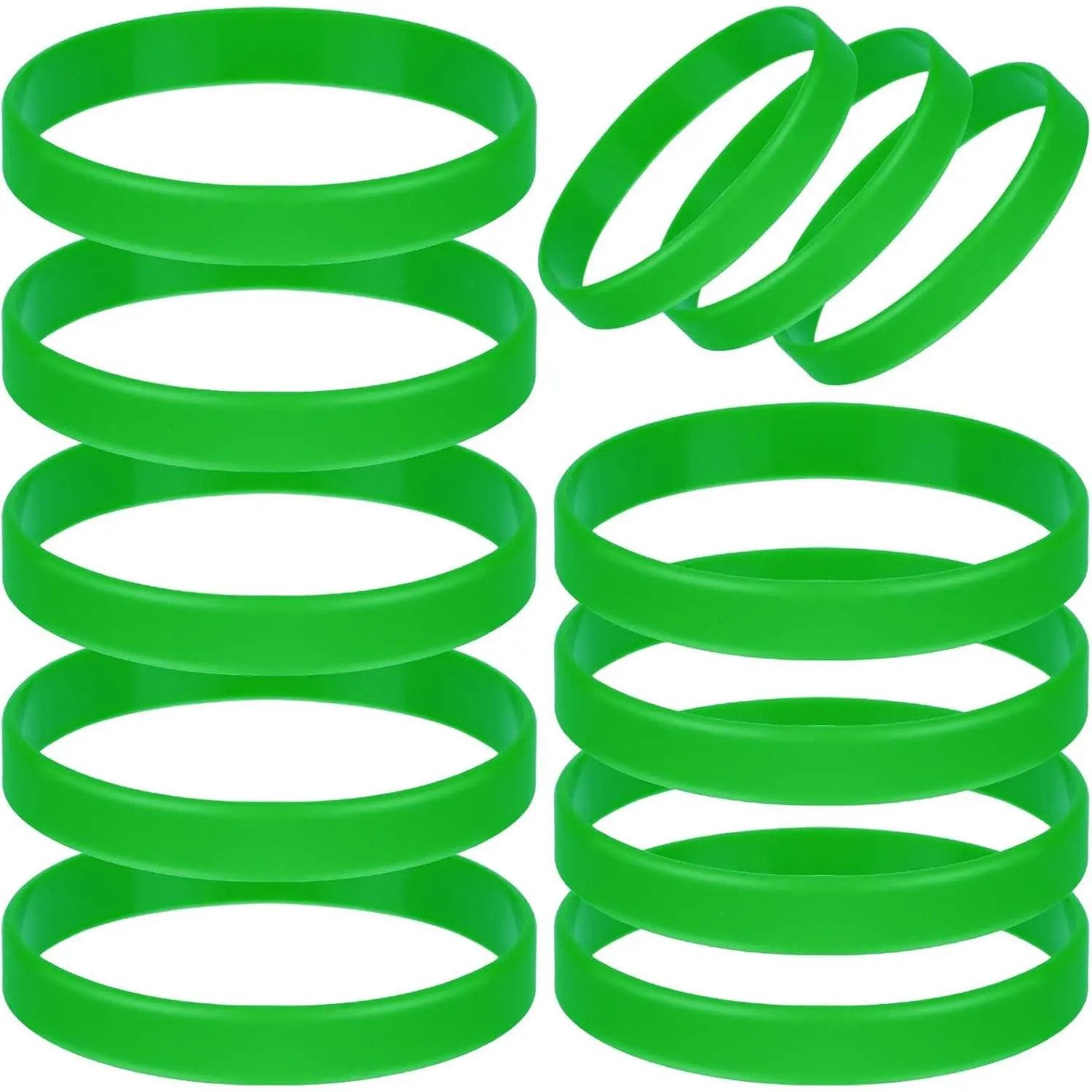 12 count Rubber Bracelets  Wristbands 12 Colors/Black/Green/Yellow/Orange/Blue//Red/,  Elastic  Bands