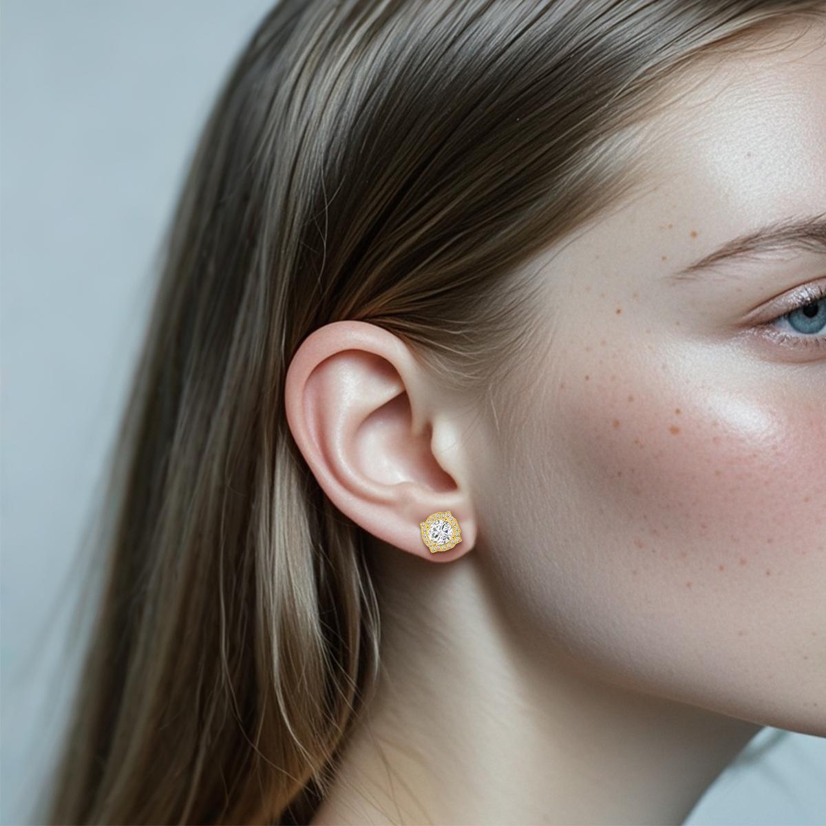 Delzzad 18K Gold-Plated Luxury Earrings Round VVS Synthetic Moissanite S925 Stud Earrings Jewelry Perfect Birthday Mother’s Day Christmas Gift for Men Women Wedding Set Delzzad 18K Gold-Plated Luxury Earrings Round VVS Synthetic Moissanite S925 Stud Earrings Jewelry Perfect Birthday Mother’s Day Christmas Gift for Men Women Wedding Set