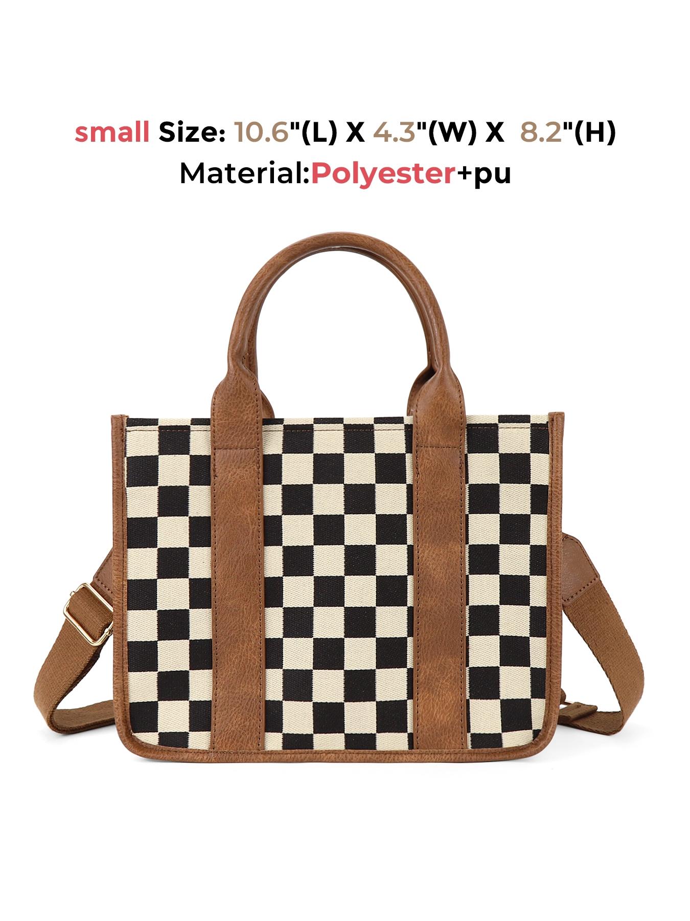 Checkerboard Pattern Tote Bag, Fashionable Canvas Classic Shoulder Bag for Women, Casual Trendy Versatile High-quality Daily Commuting Bag, Girl Fashionable Shopping Bag