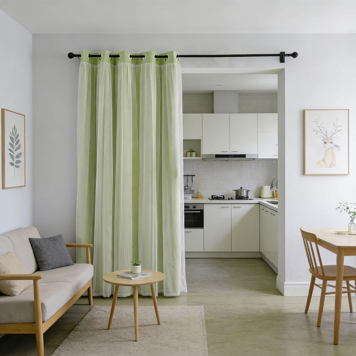 Elegant Two-Layer Door Curtain, Bedroom Living Room Light Blocking Partition, French Luxury Atmosphere Air Conditioning Wind Shield, Multiple Colors Available