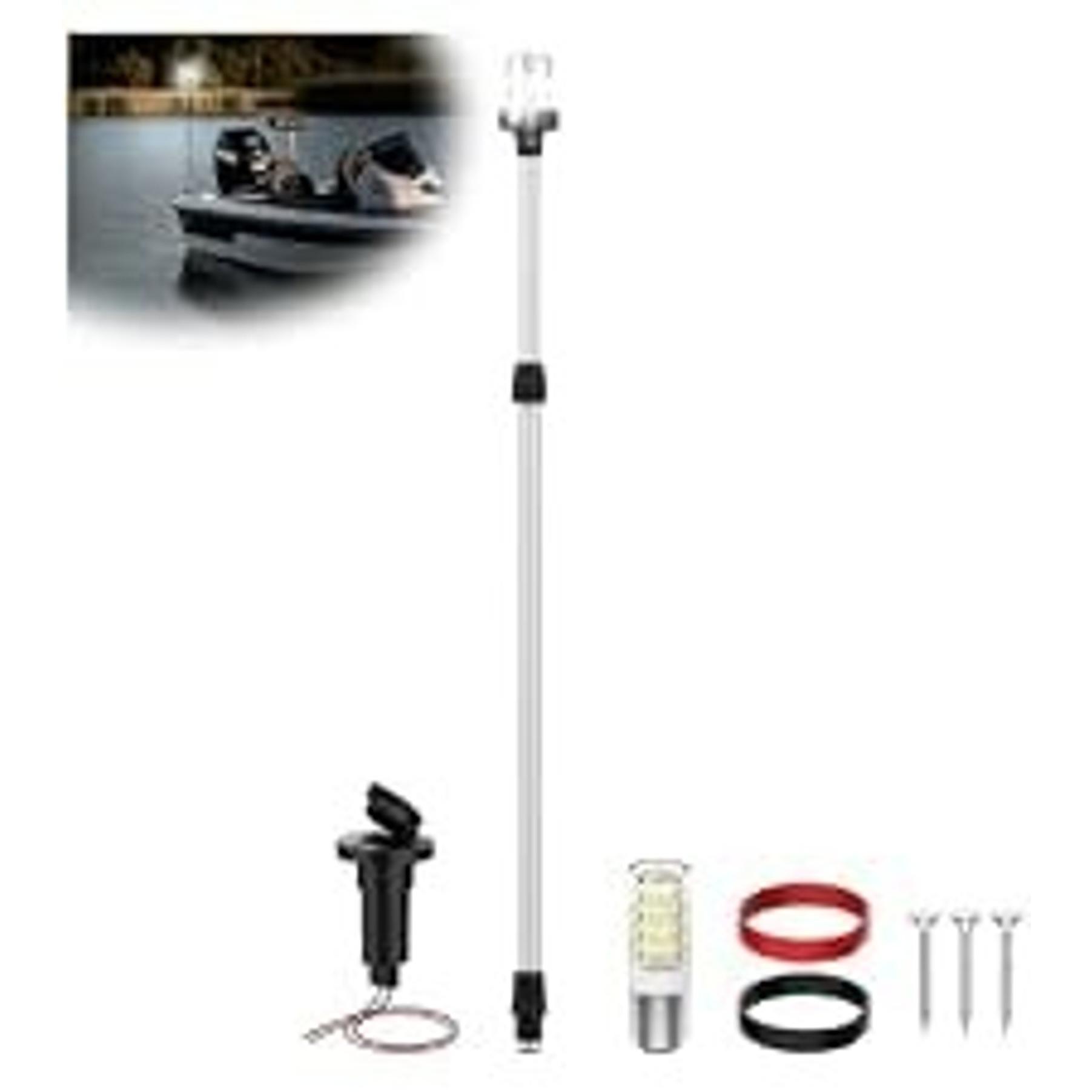 6 Inches Pontoon Stern Light Bimini Mount, LED Waterproof IP67 Bimini Light for Pontoon Boat, 3NM Marine Folding Rear White Navigation Anchor Running Lights for Night