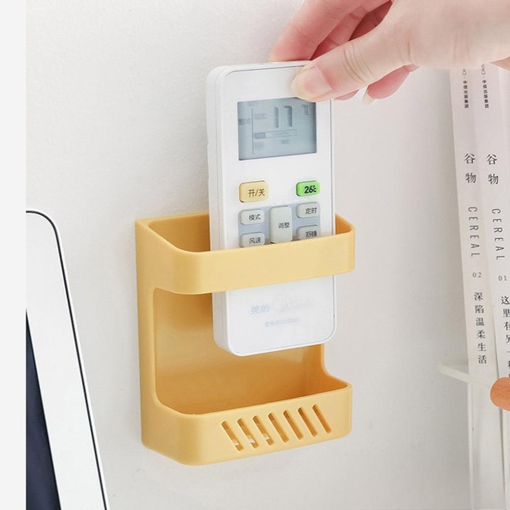 No-Drill Wall Mount Organizer, Multi-Function Phone Holder, AC Remote Shelf, Detachable & Non-Slip Design, Wall Safe for Home Office Use, Anti-Dust Drop-Proof Storage Solution