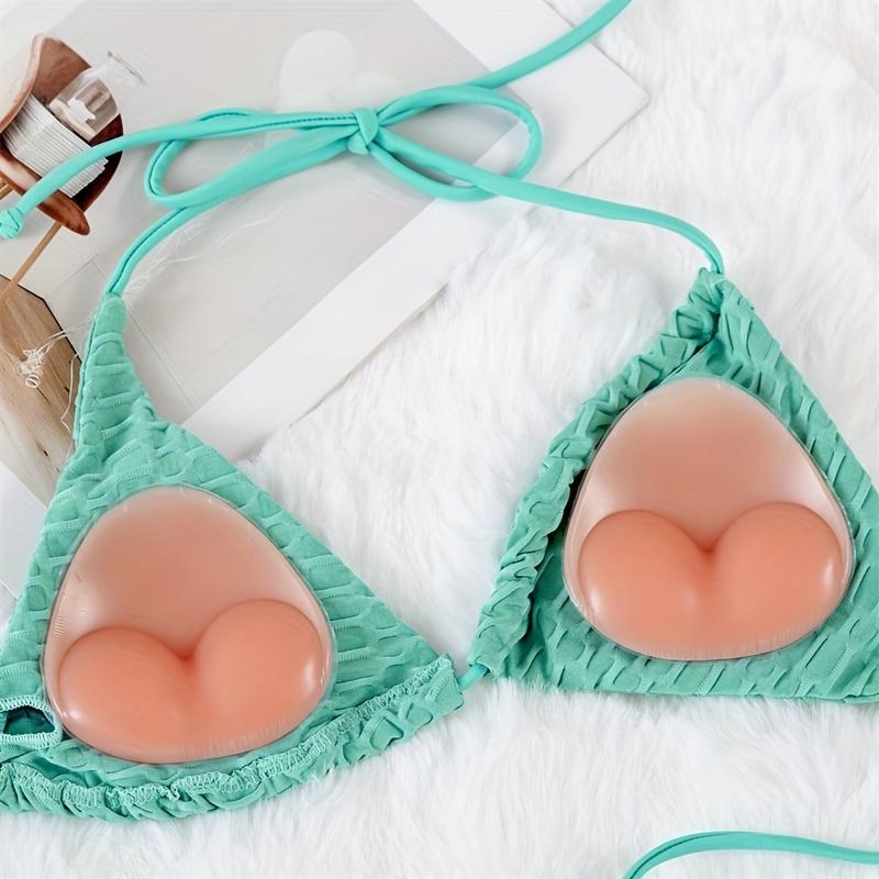 Women's triangular silicone bra inserts, push-up and waterproof, suitable for swimsuits, bikinis, sports bras, detachable