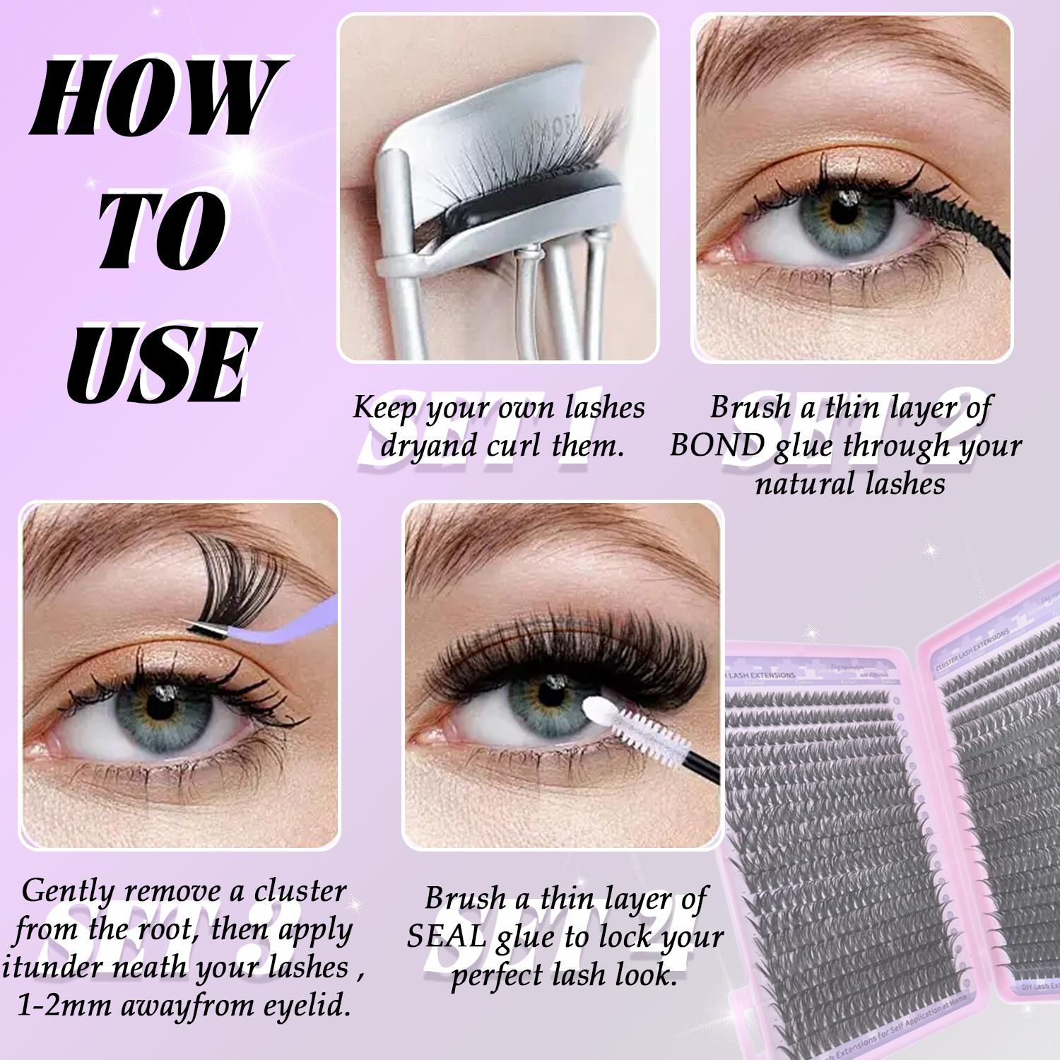 DIY Individual Lashes kit, Eyelash Extension kit, 30D40D, 60D80D, 9-18mm, Natural/Daily/Dense Look, Suitable for Diy At Home, D Curl Individual False Eyelash, Volume False Eyelashes, Eyelash Extensions Set, Wedding, Music Festiva
