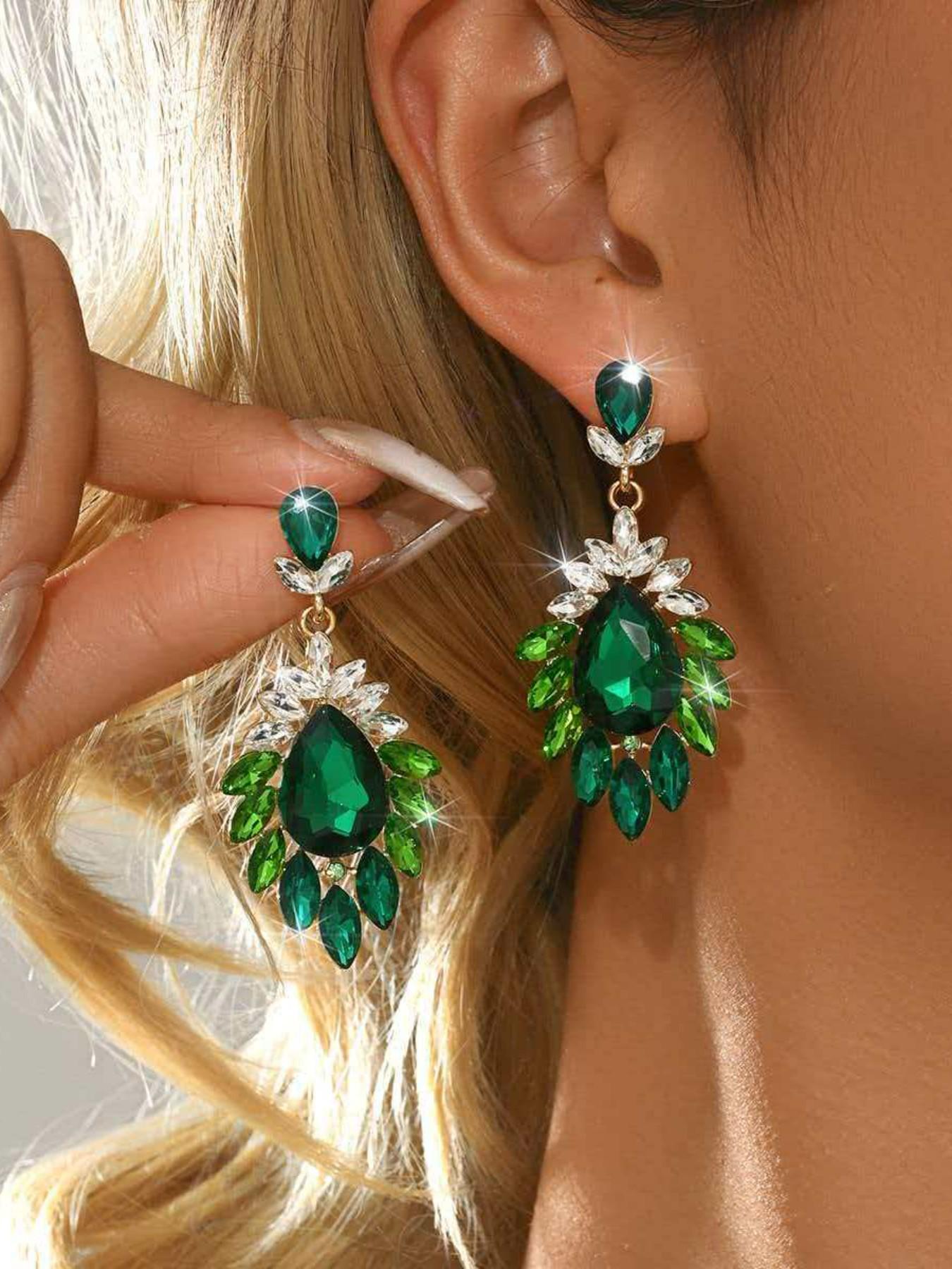 Luxury Crystal Statement Earrings, Bling Drop Dangle Rhinestone Earrings, Vintage Elegant Party Wedding Prom Jewelry for Women, Gift Idea