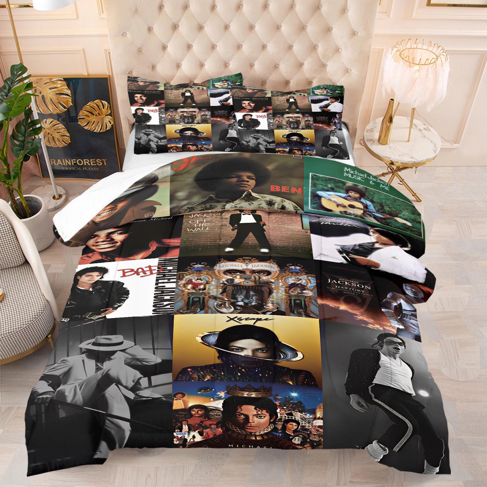 Michael Jackson Pattern Comforter Set, Soft And Durable Bedding Set, Including 1 Quilt And 1 Or 2 Pillowcases, Suitable For Children And Adults Daily Holiday Birthday Gifts Bedroom Decorations