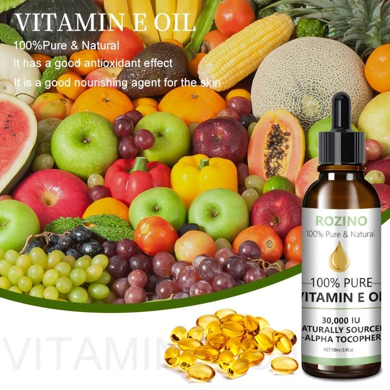 Rozino 100% Pure Natural Vitamin E Oil - Safe & Sustainable Formula Serums Skin Repair body oil lemon balm jojoba oil levanta batana oil dry body oil curly hair oil treatment