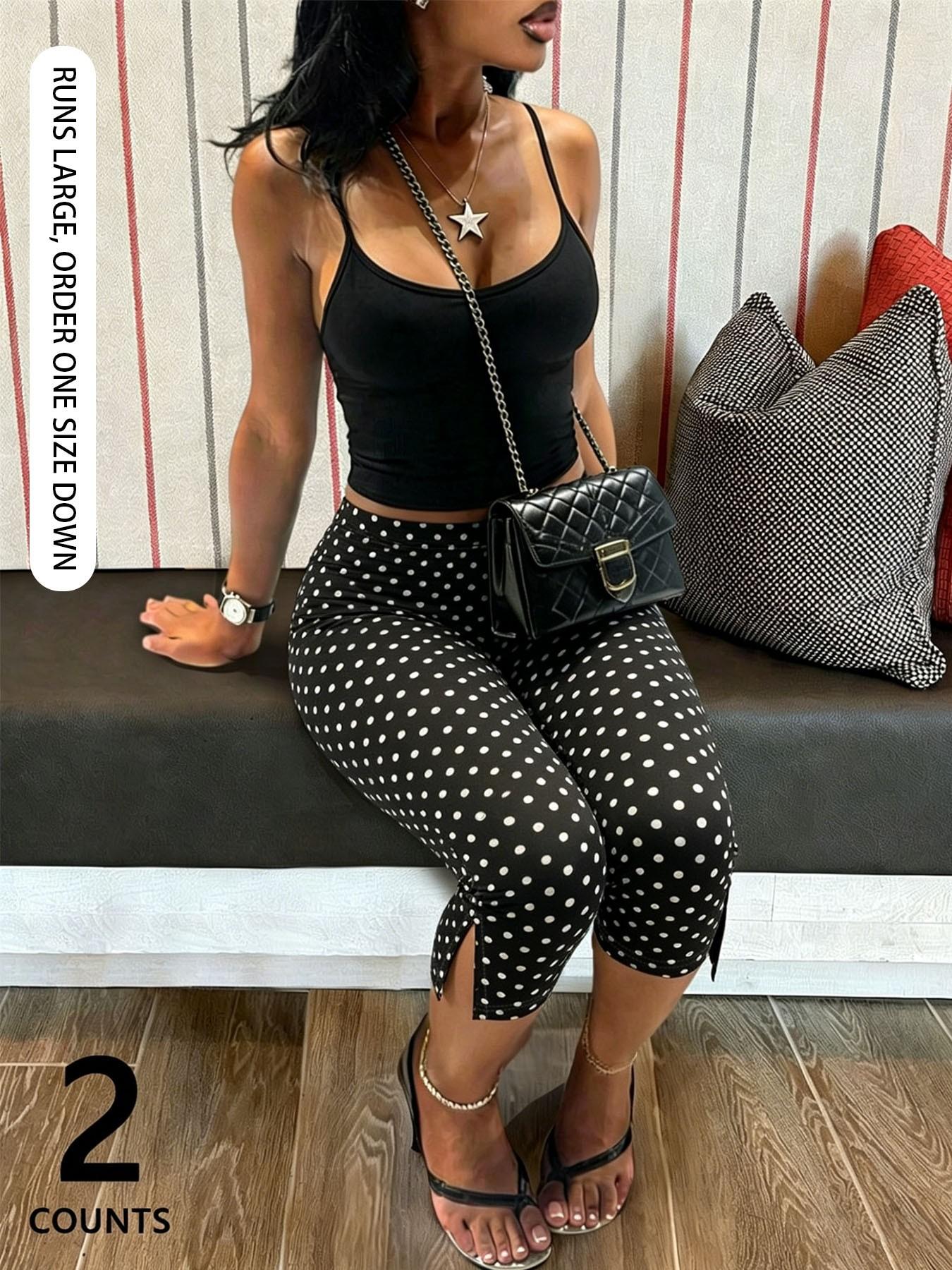Women's Plain Two-Piece Set, Sleeveless Short Tank Top & Seven-Slit Tight Pants, Casual Street Style Workout Sets for Yoga, Fitness, Daily Wear