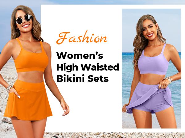 Tempt Me High Waisted Bikini with Skirt - Women Two Piece Swimsuit Skirted Bathing Suit Set with Pockets Swimwear Tempt Me High Waisted Bikini with Skirt - Women Two Piece Swimsuit Skirted Bathing Suit Set with Pockets Swimwear