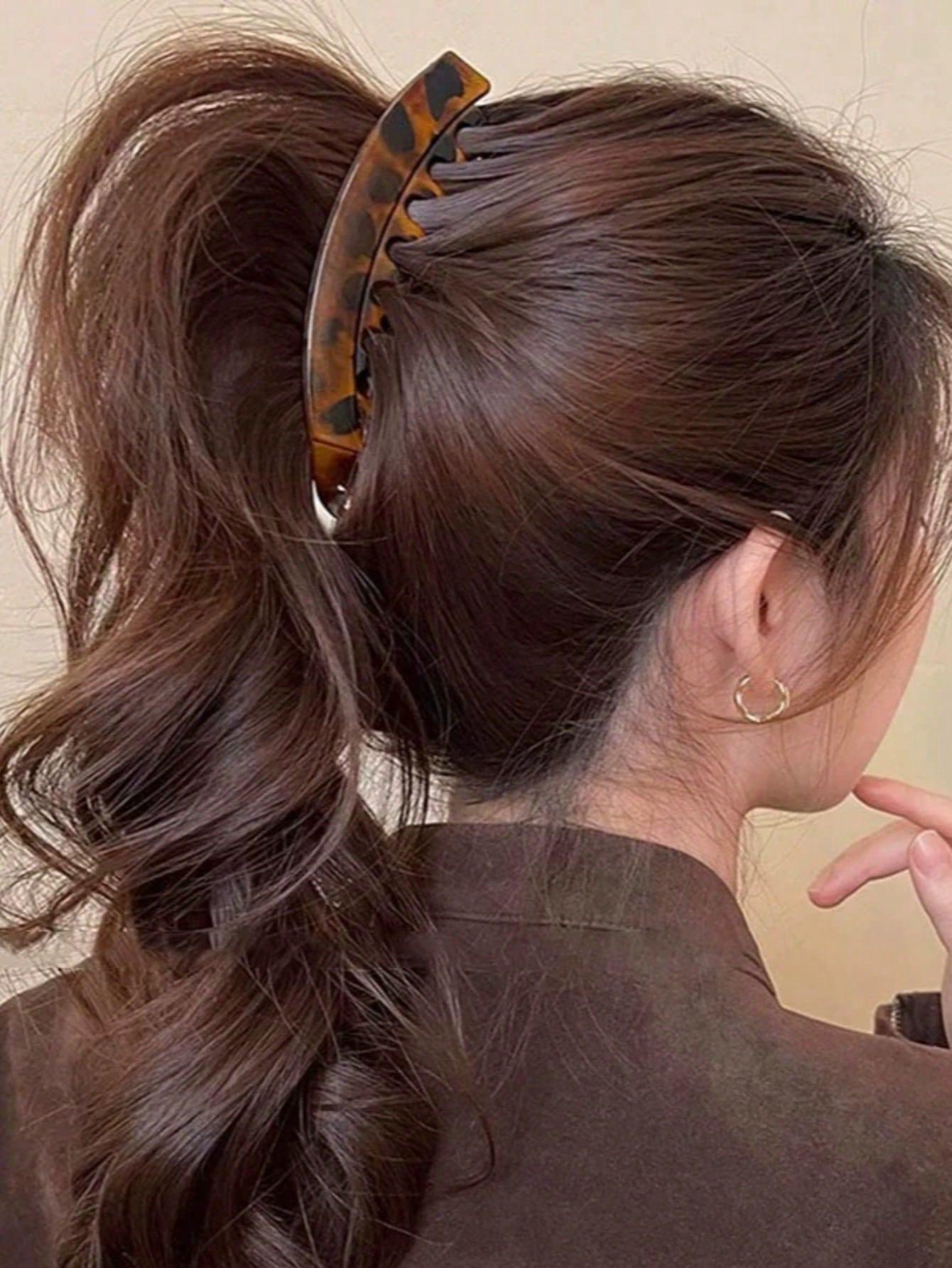 3pcs Non-Slip Large Banana Clips, Strong Hair Grip for Ponytails and Updos, Thickening Hair Volume, Leopard Print