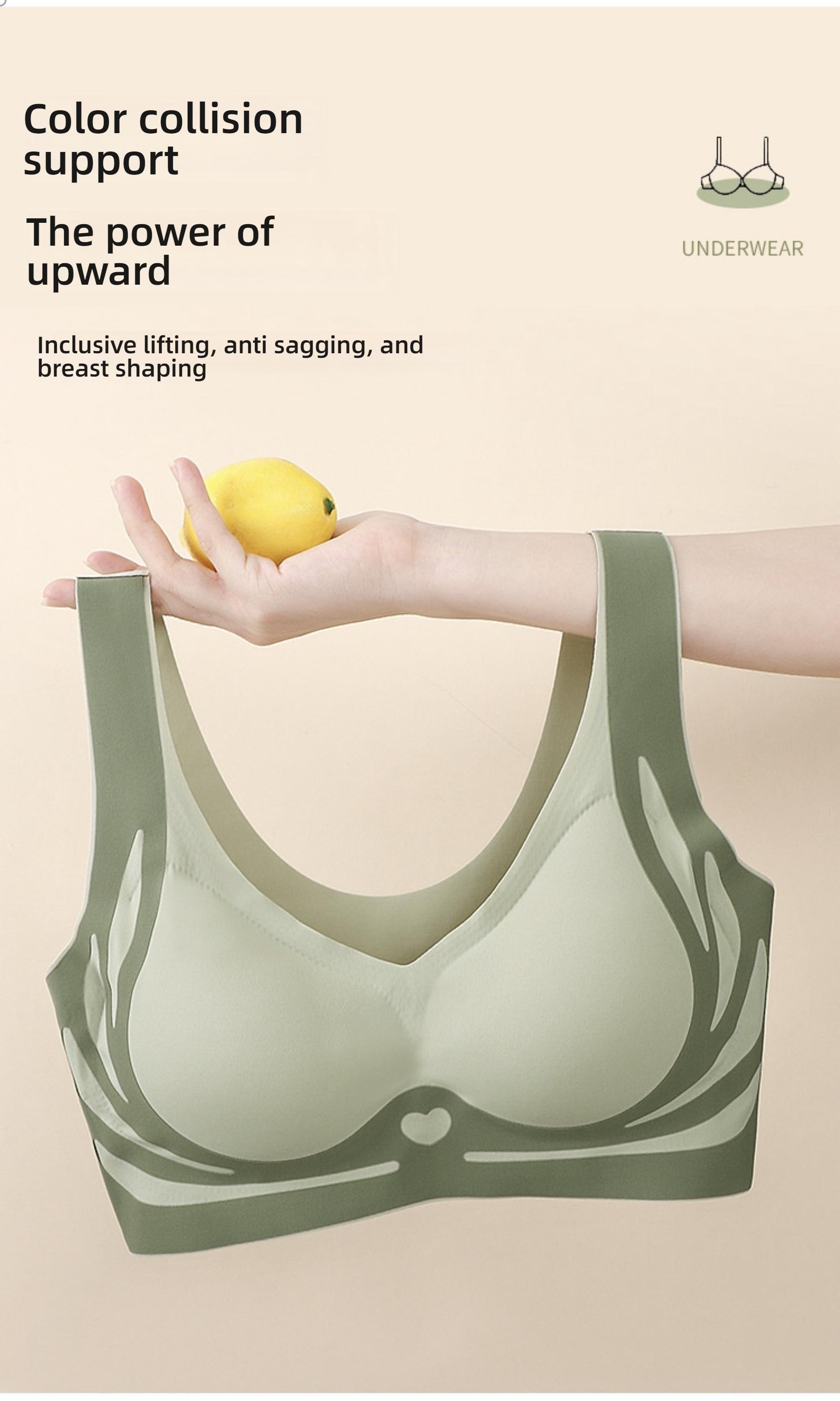 Wireless Backless Fixed Cup Anti-Gravity Soft Support Small Bust Lift Prevent Sagging Underwire Bra, Plus Size Women's Bras