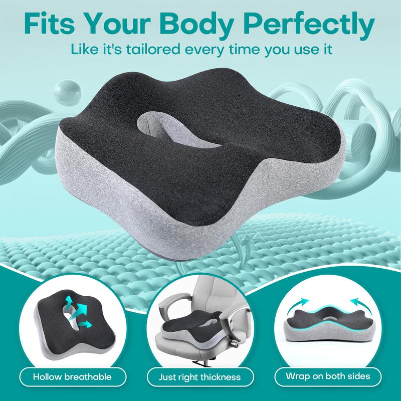 Office chair cushion and lumbar pillow, car seat cushion back pillow, memory foam chair lift back lumbar, - gray seat cushion with contour design, the best chair accessories recommended by masters, Seat Back Cushions