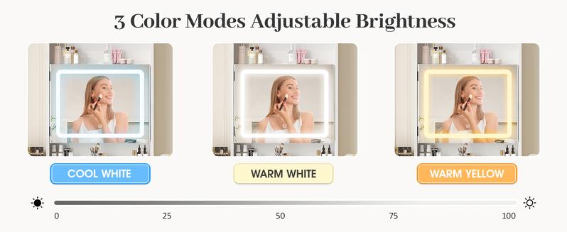 Vabches Small Makeup Vanity Desk with 3 Adjustable Lighted Mirror, Vanity Set with Fold-up Panel and Charging Station, Glass Top Dressing Table with Drawers and Chair, 2 Hidden Storage Shelves