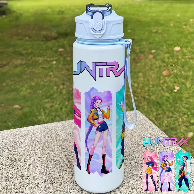 1pc Large 25oz/750ml Leakproof Water Bottle with Dark Anime Manga Design - Leakproof Lid, Durable Plastic Cup for Gym, Travel, for home, Birthday Gifts