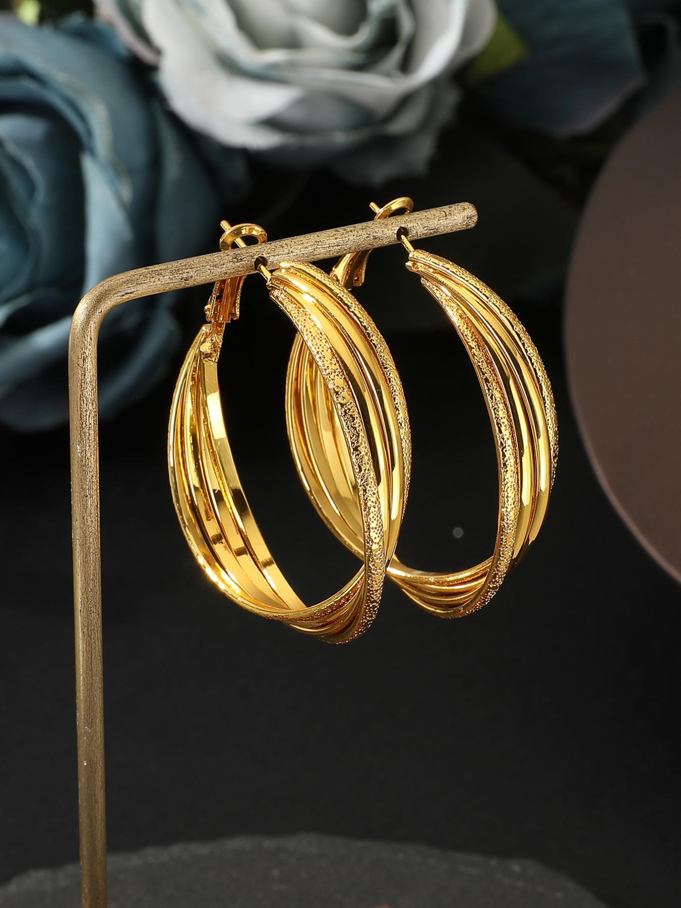 Luxury Twisted Multi-Layer Hoop Earrings for Women, European Style Glitter Ear Cuffs, Unique Design High-End Jewelry