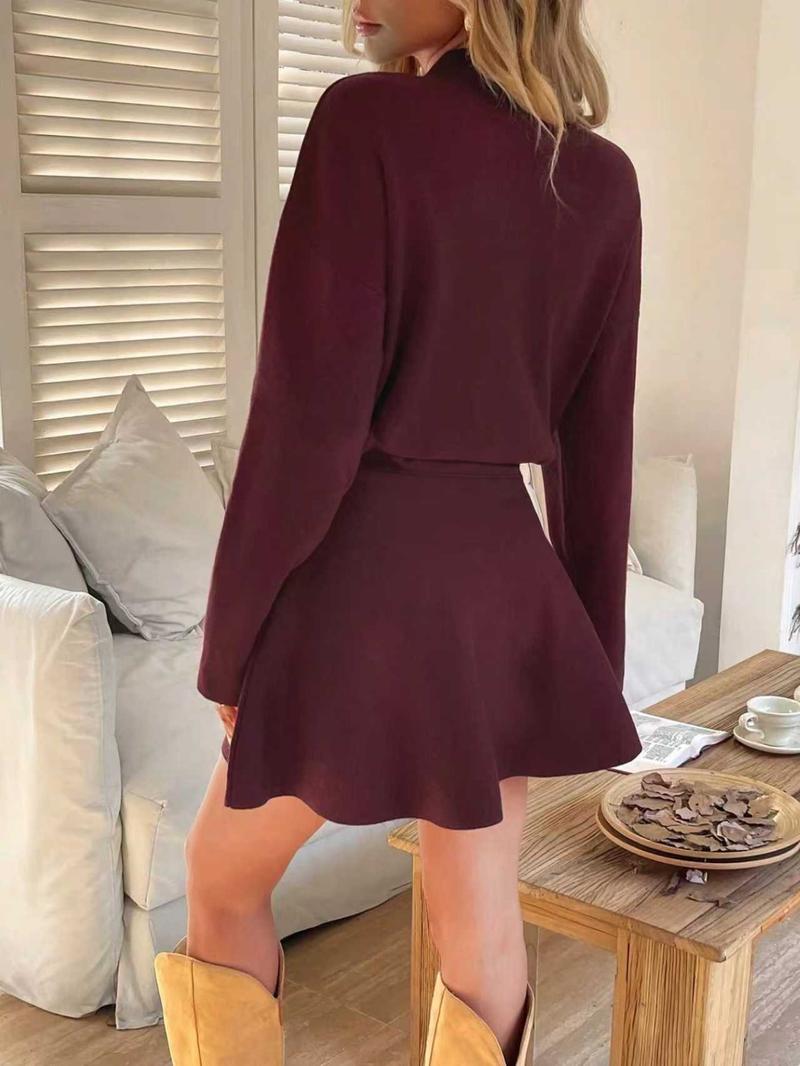 Autumn Winter Warm Waist Cinched Elegant Fashion Dress, Stylish Women's Clothing for Cozy, Perfect for Casual Wear