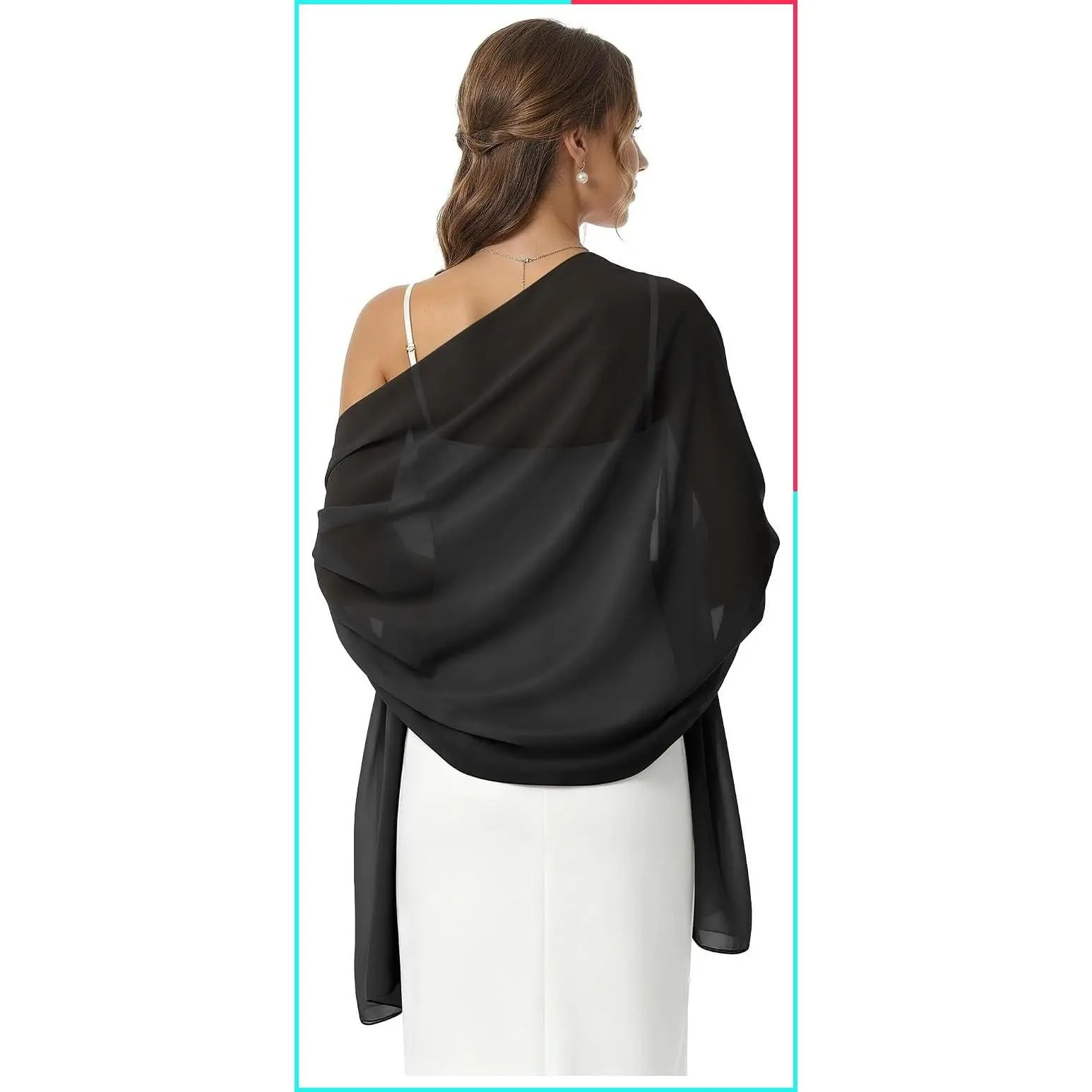 Elegant Sheer Chiffon Shawl Wrap for Evening Dress & Formal Wedding, Soft Pashmina Stole Bridal Scarf Shoulder Cover Up