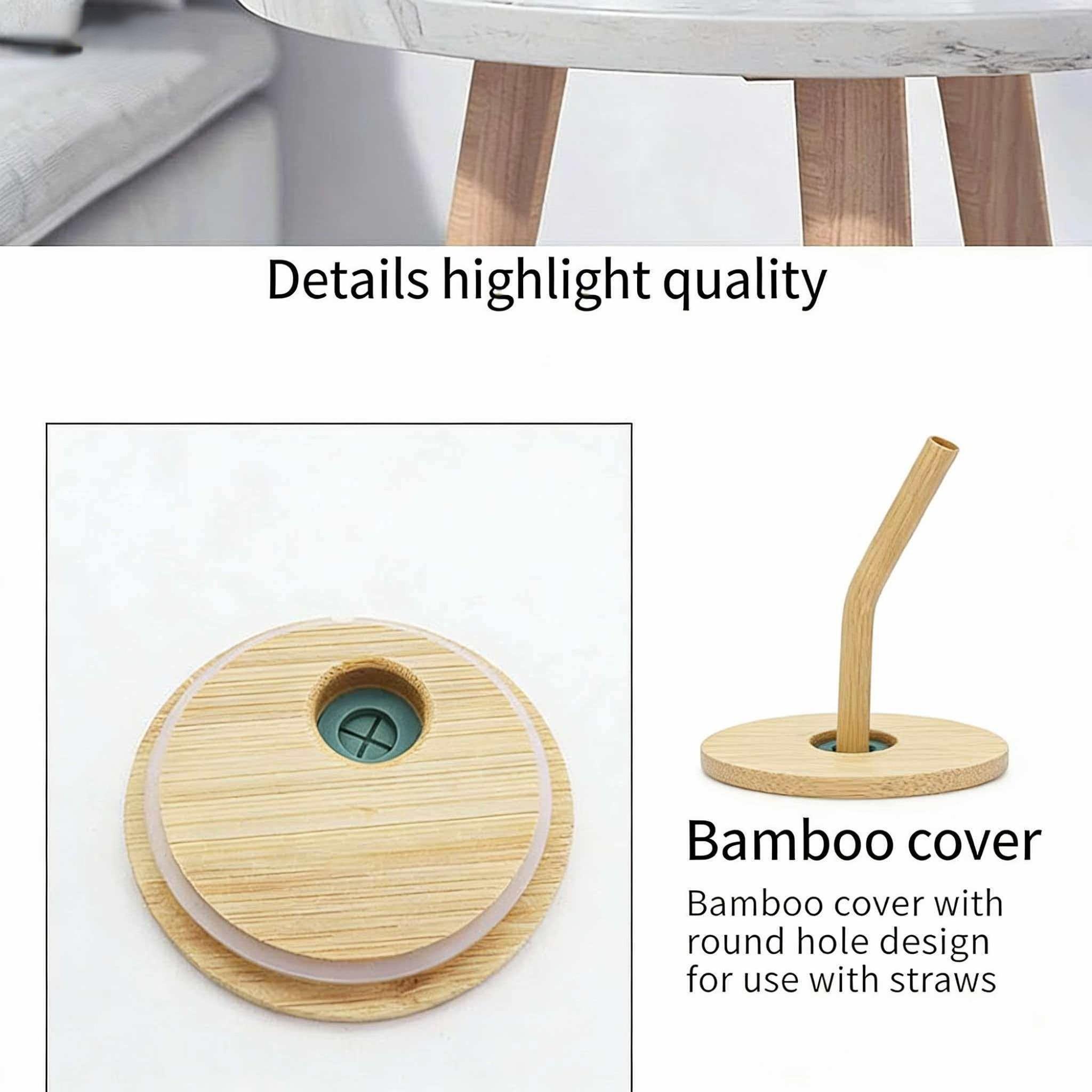 2pcs Bamboo Wood Straw Cup with Bamboo Lid Silicone Sleeve, Insulated Glass Cup, Simple High-Temperature Resistant Water Cup