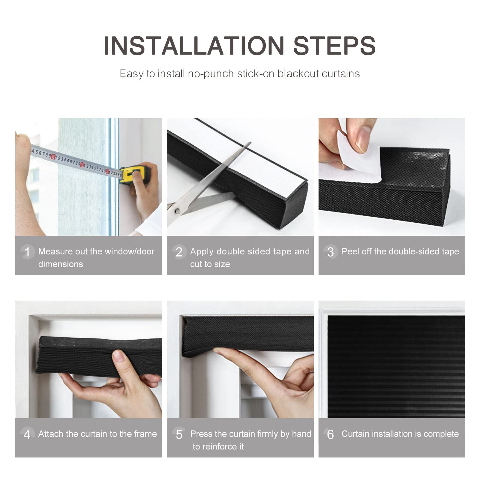 Solid Color Blackout Blinds, 1 Count Self Adhesive Blackout Blinds, Wireless Temporary Window Blinds, Cordless Blinds, Home Decor for Living Room Bedroom Kitchen Bathroom