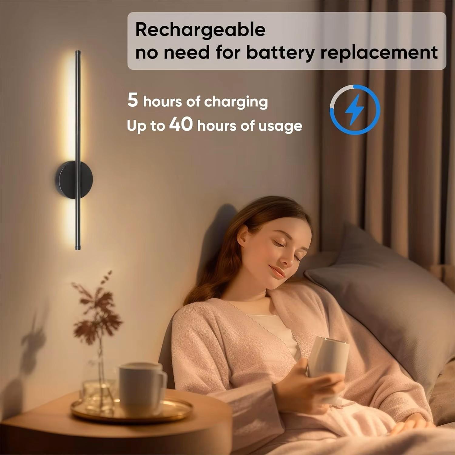 Wireless Charging Wall Lamp Battery Powered Remote Control Dimmable Indoor Decorative Light, Adjustable Brightness LED Nightlight, Dimmable Lighting
