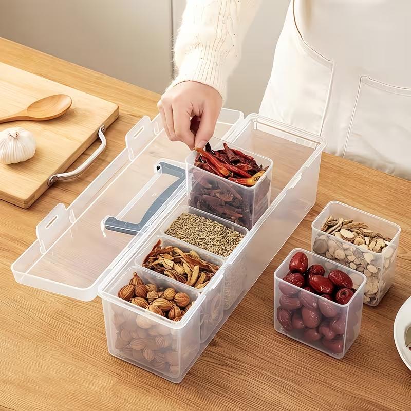 7pcs Storage Boxes Set, Transparent PP Material, Stackable & Reusable, Ideal for Kitchen, Fridge, Pantry, Food Organization