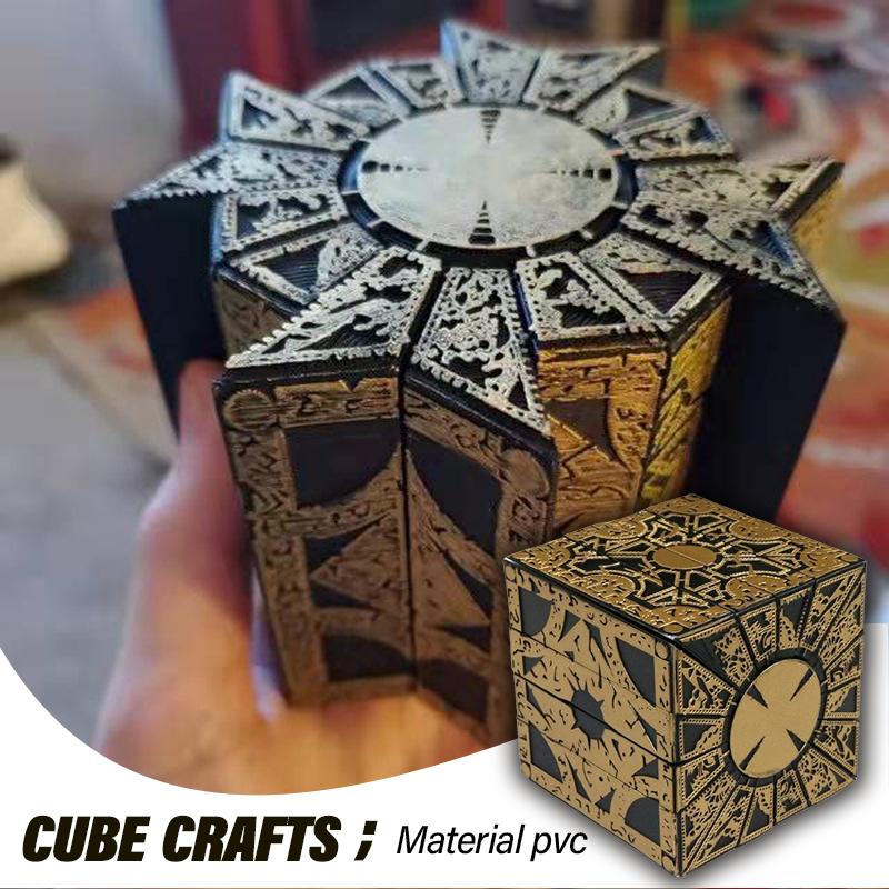 Functional Hellraiser Puzzle Box Detachable Deformation Lock Box with Base Horror Collectible Puzzle Solving Toy Decor
