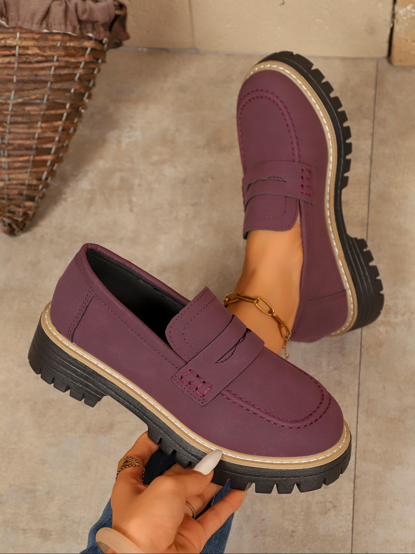 Women's Fashion Thick Sole Loafers, Cross Strap Design, One-Step Slip-On, Casual Comfortable All-Season Shoes, Perfect for Walking, Footwear