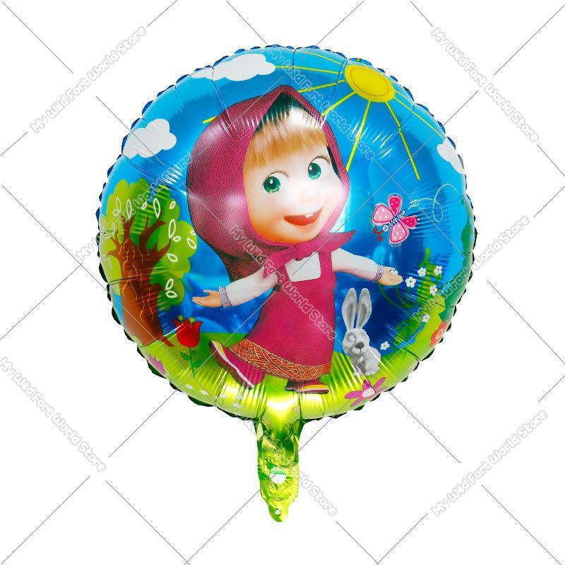 Masha and The Bear Birthday Balloons Decoration Number Bowknot Heart Ballons Set Girl Boy Party Supplies Kids Birthday Favors