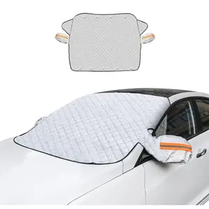 Car Windshield Snow Cover, Magnetic Windshield Snow Cover 4-Layer Protection for Snow, Ice, Frost, Sunlight, Car Windshield Cover with Side Mirror Protector Fit for Most Cars Sedan Compact SUVGift.