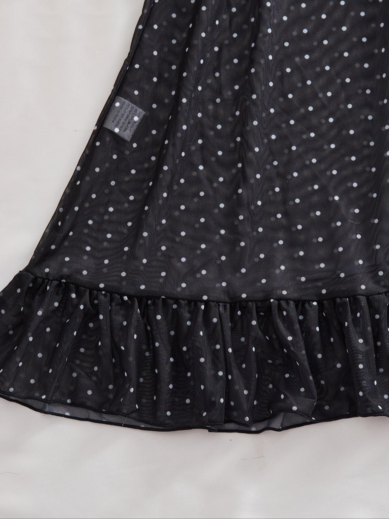 Women's Homecoming Dress Set, Soft Comfortable High Elasticity Fitted Print Nightgown, Elegant Ruffled Hem Design, Breathable Fabric Nightwear