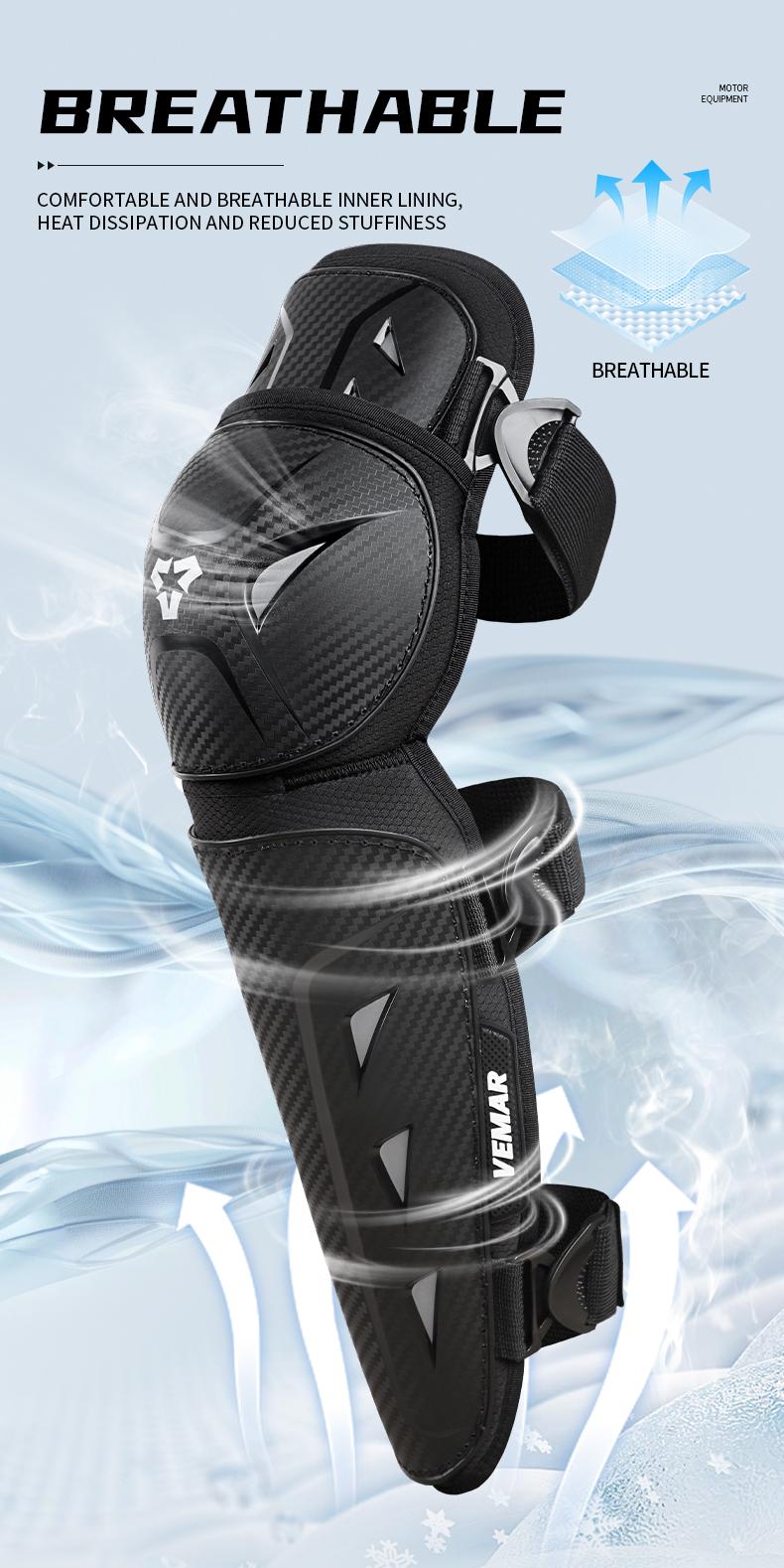 Vemar 4-Piece/Set Motorcycle Knee and Elbow Pads Set, Long Protective Gear for Cycling, Unisex Elbow Guards Knee Protector for Safety Motorbike Riding