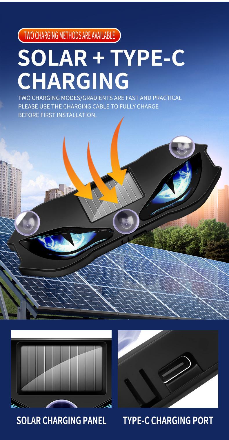 Demon Eye Car LED Atmosphere Light, Wireless Lamp with Dynamic RGB Colors & Easy Suction Mount, Solar & Type-C Rechargeable for a Bold Look on Cars, SUVs, Trucks, Car Interior Accessories tiktokshopbacktoschool