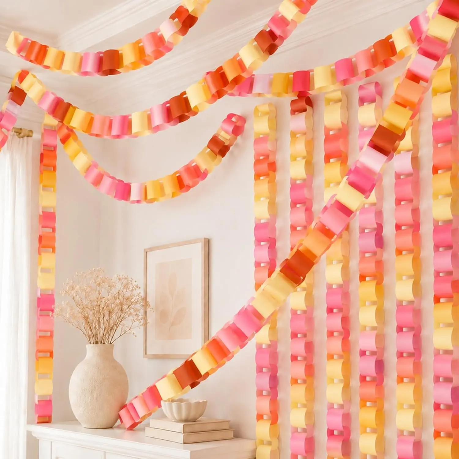 300 Sheet Chunky Paper Chain Garland, Wide DIY Pastel Paper Strips
