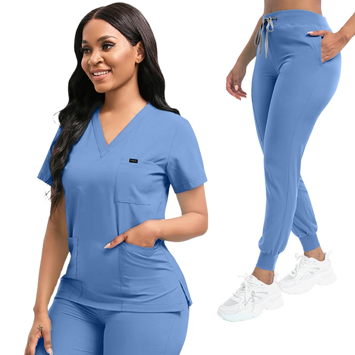 Comfortable Leisure Care Center Daily Practical Work Clothes Set Nurse Uniform Women Solid Nursing Set Hospital Doctor Scrubs Sets Unisex Pet Clinic Veterinary Workwear