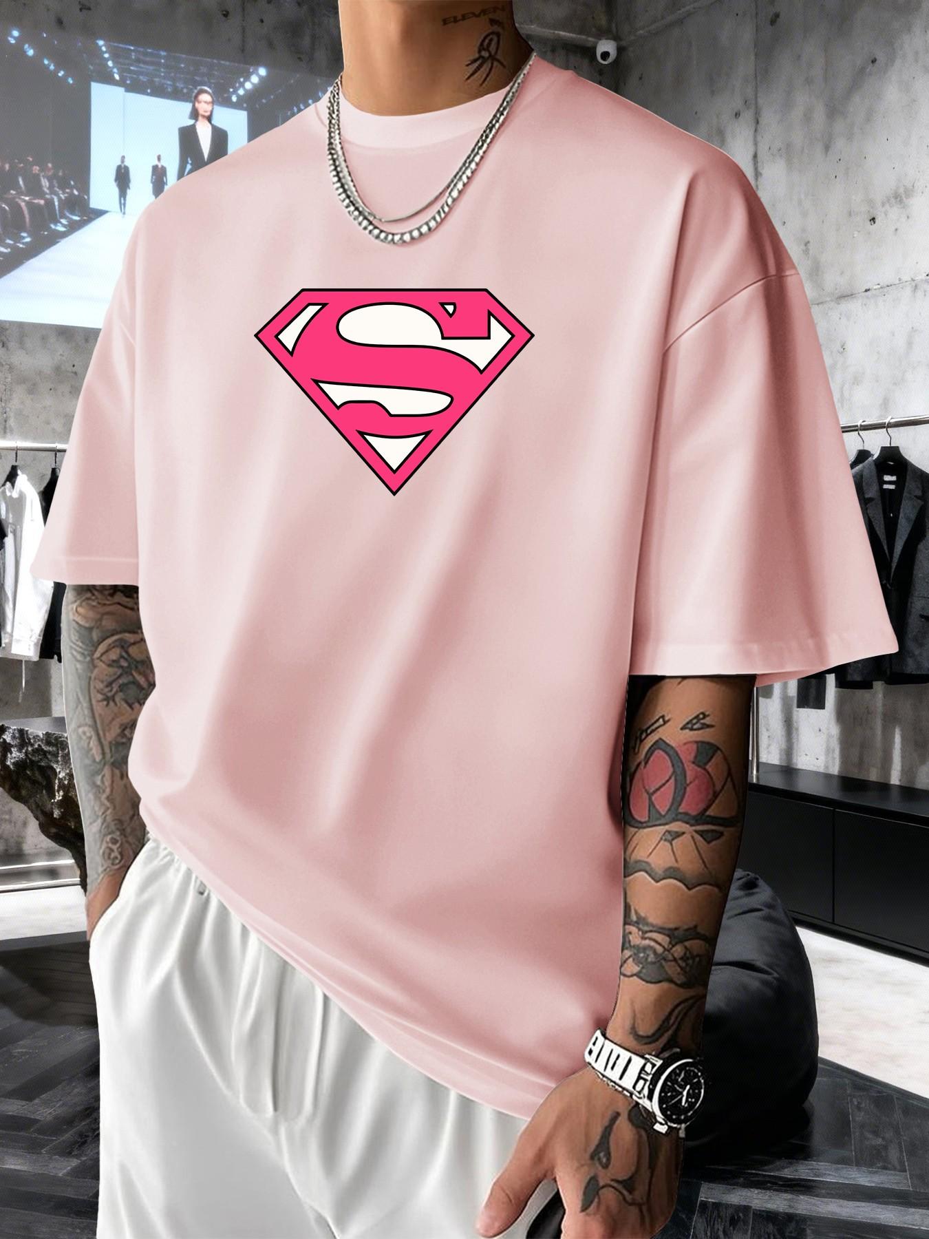 Superman S Classic Logo Men's Fashion Short Sleeve Round Neck Casual Summer T-Shirt, Suitable for Daily Wear
