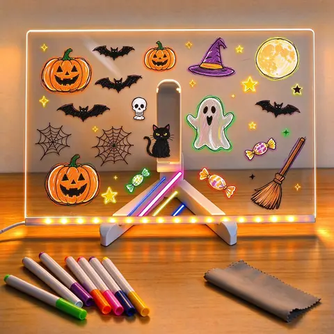 Colorful LED Memo Board, Acrylic LED Writing Board, Lighted Dry Erase Board, Kids Drawing Board, Halloween Christmas Birthday Gift