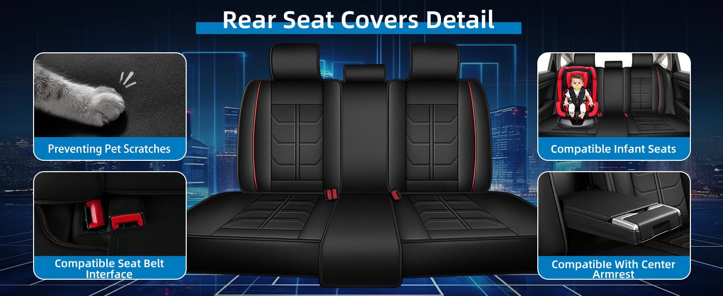 Leather Seat Covers for Honda CR-V/CRV 2015-2026 - Full Set with Lumbar Support | Waterproof, Easy to Install, Stain-Resistant Car Seat Protector