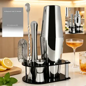 7-Piece Cocktail Shaker Kit | 25/20oz Boston Shaker Styles | Muddler, Stand & Recipe Guide | Martinis Bartender Kit for Home Bar