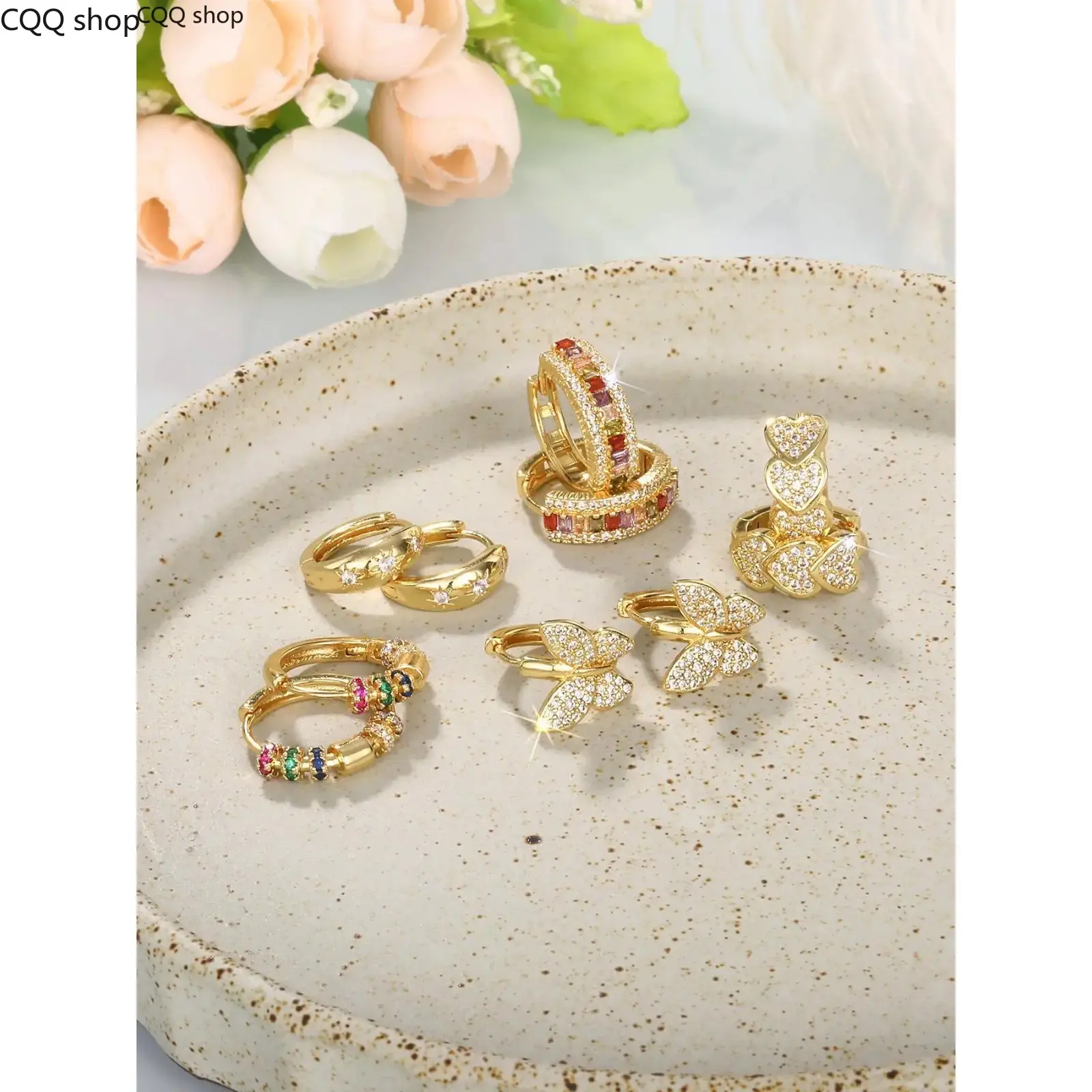 Women's Elegant Butterfly & Heart Design Hoop Earrings, Fashionable Exquisite Hoop Earrings, Trendy All-match Jewelry as Gift for Daily & Party Decor, Heart Shaped Earrings, Versatile Earrings, Fashionable Jewelry Accessories, Earring Set