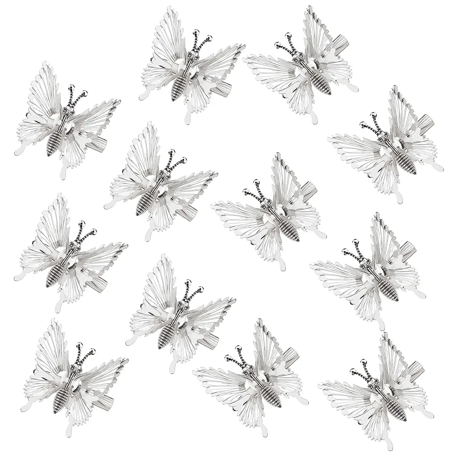 12 count Moving Butterfly Hair Clips, Elegant Butterfly Hairpin Antique Side Clip Will Move Hairpins Decorative Hair Accessories for Women Girls ()